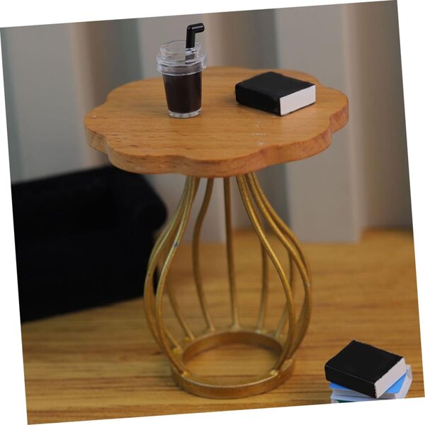 VICASKY Tavolo in miniatura in legno per casa delle bambole, tavolino decorativo 6,3x5,7 cm