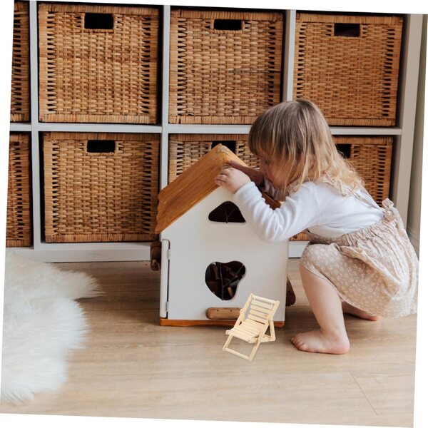VICASKY Mini-Strandstuhl aus Holz für Puppenhaus und kreative Dekorationen