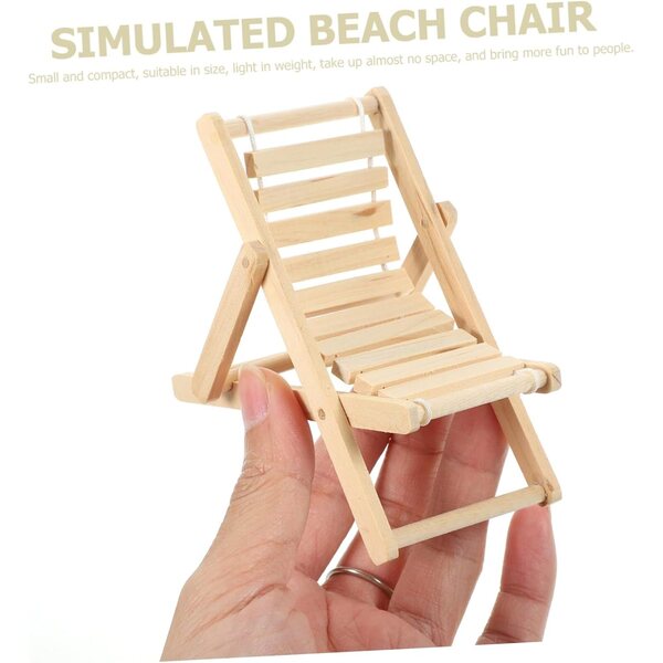 VICASKY Mini-Strandstuhl aus Holz für Puppenhaus und kreative Dekorationen