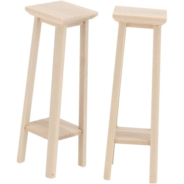 VICASKY 2 Mini-Holzhocker in Beige für Puppenhaus- und Gartendekorationen