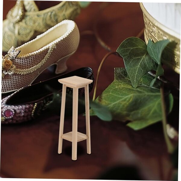 VICASKY 2 Mini-Holzhocker in Beige für Puppenhaus- und Gartendekorationen