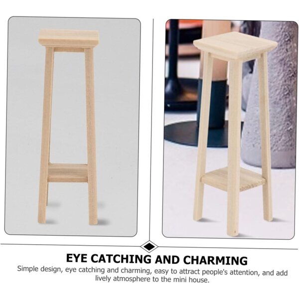 VICASKY 2 Mini-Holzhocker in Beige für Puppenhaus- und Gartendekorationen