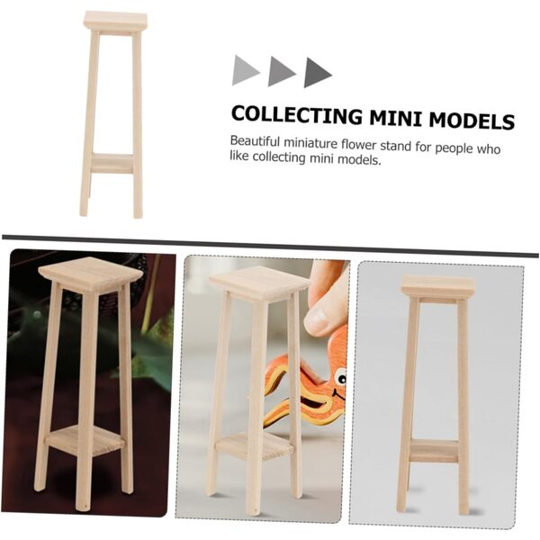 VICASKY 2 Mini-Holzhocker in Beige für Puppenhaus- und Gartendekorationen
