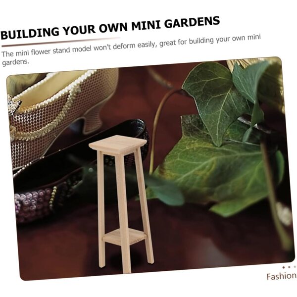 VICASKY 2 Mini-Holzhocker in Beige für Puppenhaus- und Gartendekorationen
