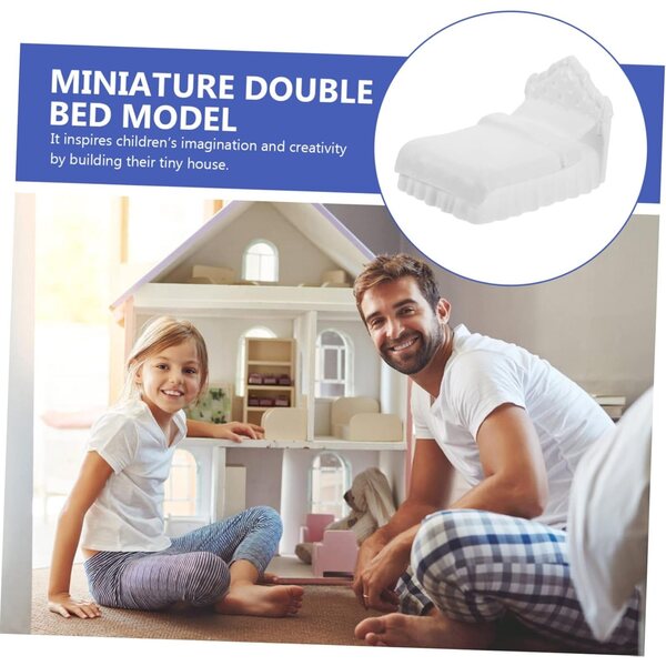 Letto Matrimoniale in Miniatura VICASKY per Casa delle Bambole, Design Elegante e Leggero