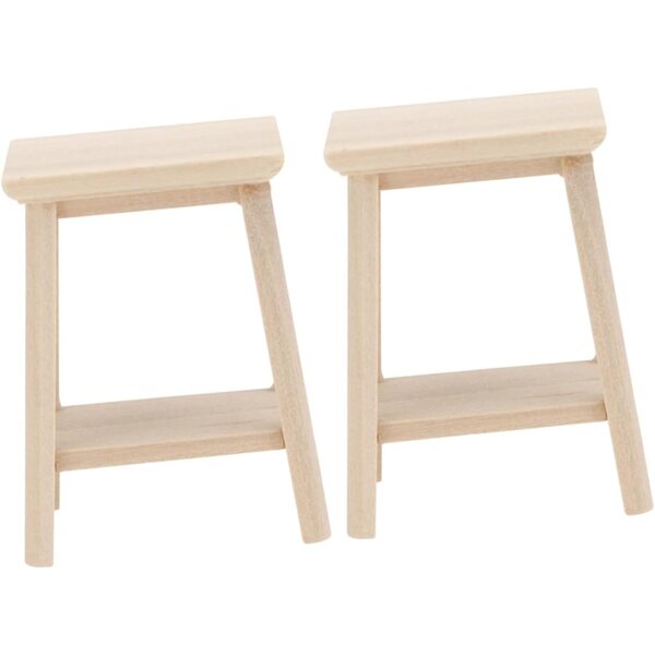 VICASKY Miniatur-Holzhocker 2 Stück für Puppenhaus 1:12 Beige