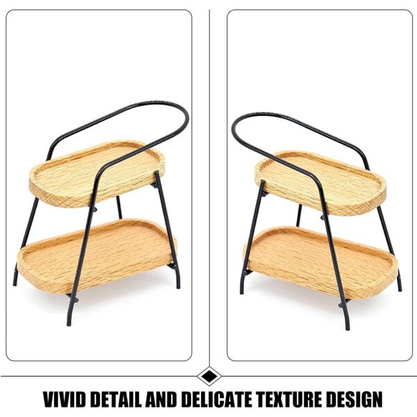 VICASKY Mini-Regal aus Holz und Metall für Puppenhäuser, realistische Dekoration