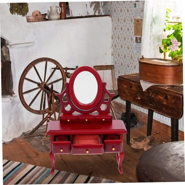 VICASKY Mini Tavolo da Toeletta in Betulla per Casa delle Bambole Decorativo