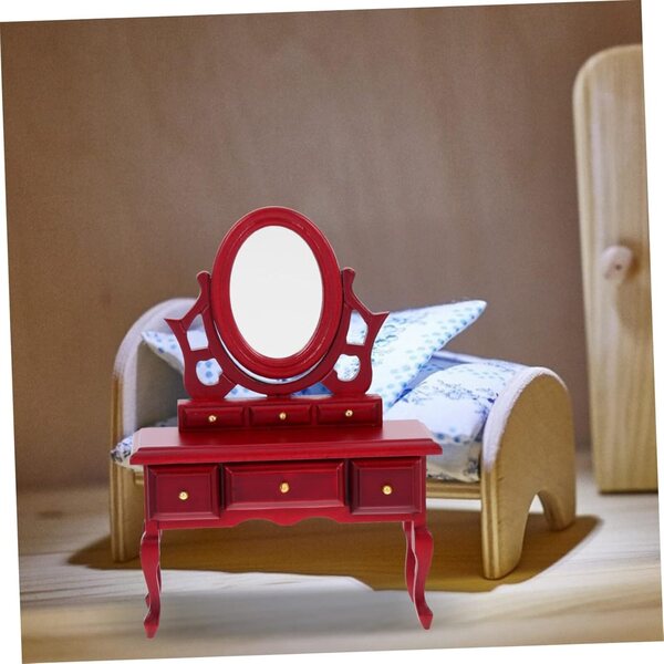 VICASKY Mini Tavolo da Toeletta in Betulla per Casa delle Bambole Decorativo