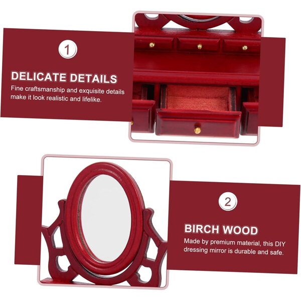 VICASKY Mini Tavolo da Toeletta in Betulla per Casa delle Bambole Decorativo