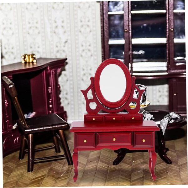 VICASKY Mini Tavolo da Toeletta in Betulla per Casa delle Bambole Decorativo
