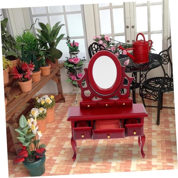 VICASKY Mini Tavolo da Toeletta in Betulla per Casa delle Bambole Decorativo