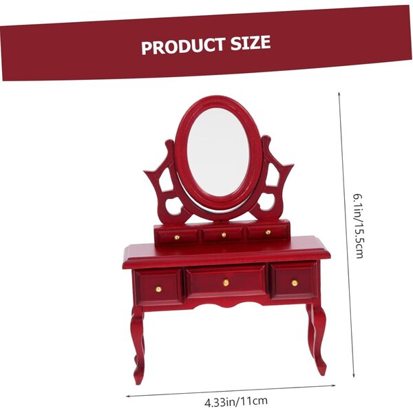 VICASKY Mini Tavolo da Toeletta in Betulla per Casa delle Bambole Decorativo