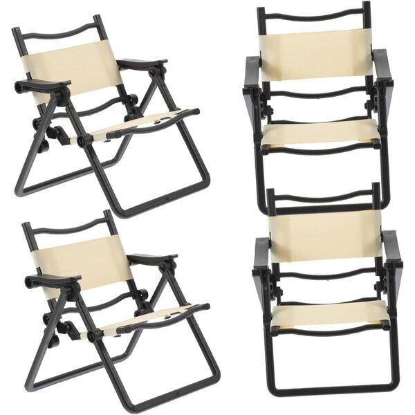 VICASKY Mini-Klapp-Strandstühle, Miniatur für Puppenhaus – Set mit 4 Stück