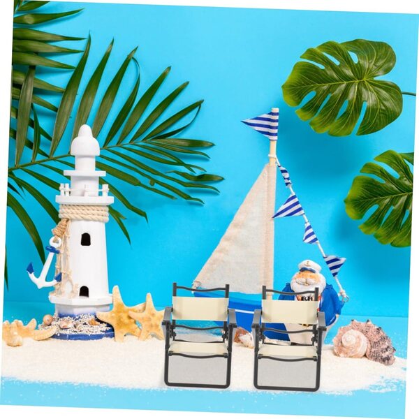 VICASKY Mini-Klapp-Strandstühle, Miniatur für Puppenhaus – Set mit 4 Stück