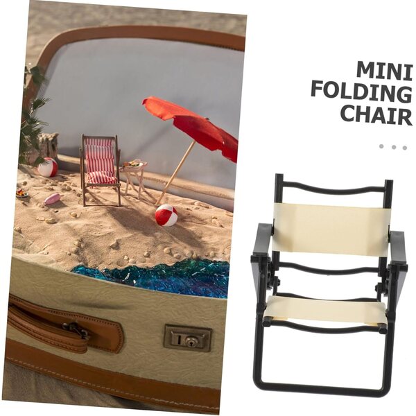 VICASKY Mini-Klapp-Strandstühle, Miniatur für Puppenhaus – Set mit 4 Stück