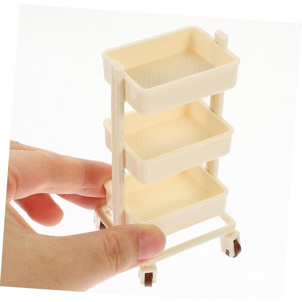 VICASKY Mini-Holzwagen mit 3 Ebenen für Puppenhaus und Dekorationen