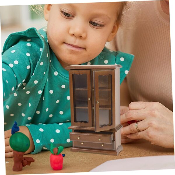 VICASKY Miniatur-Bücherregal aus Holz für Puppenhäuser, elegant und funktional