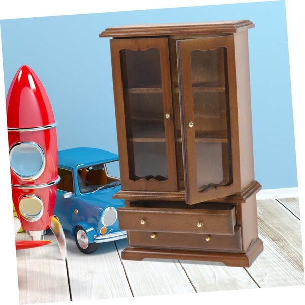 VICASKY Miniatur-Bücherregal aus Holz für Puppenhäuser, elegant und funktional