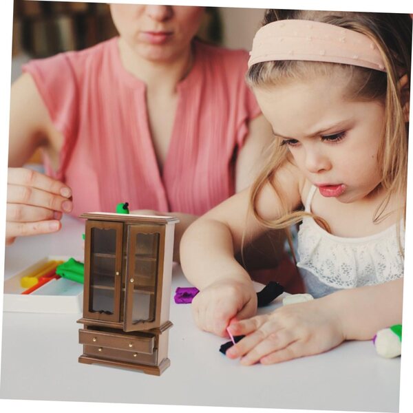 VICASKY Miniatur-Bücherregal aus Holz für Puppenhäuser, elegant und funktional
