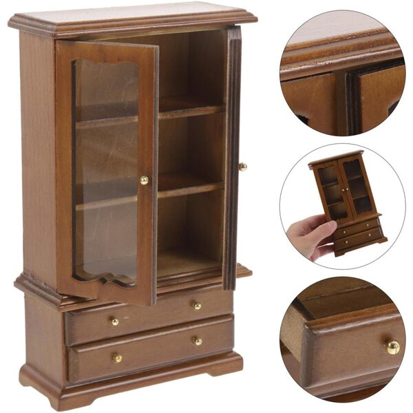 VICASKY Miniatur-Bücherregal aus Holz für Puppenhäuser, elegant und funktional