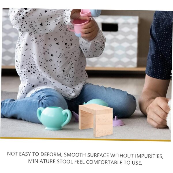 VICASKY 4 Mini-Holzhocker für Puppenhäuser, realistische und widerstandsfähige Modelle