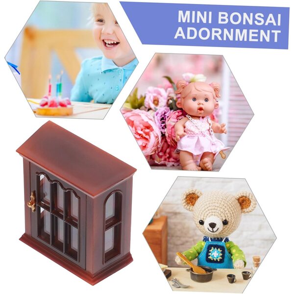 VICASKY Mini-Weinschrank aus braunem Kunststoff, Möbelmodell im Maßstab 1:12 für Puppenhaus