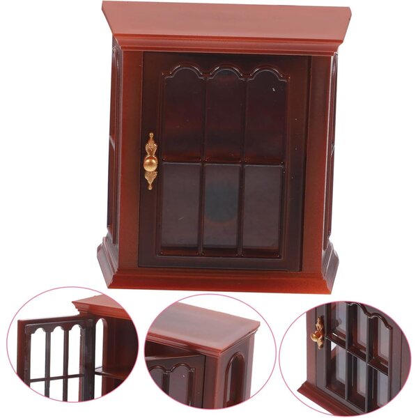 VICASKY Mini-Weinschrank aus braunem Kunststoff, Möbelmodell im Maßstab 1:12 für Puppenhaus