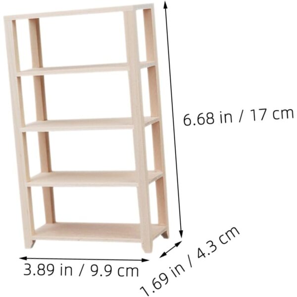 VICASKY Mini-Bücherregal aus Holz für Puppenhaus – kreatives und realistisches Zubehör