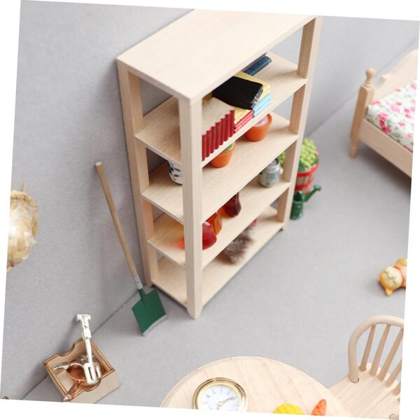 VICASKY Mini-Bücherregal aus Holz für Puppenhaus – kreatives und realistisches Zubehör