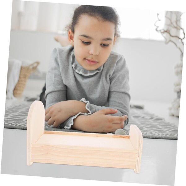 VICASKY Letto in Miniatura per Bambole in Legno 23x15x12,5 cm Decorazione Casa