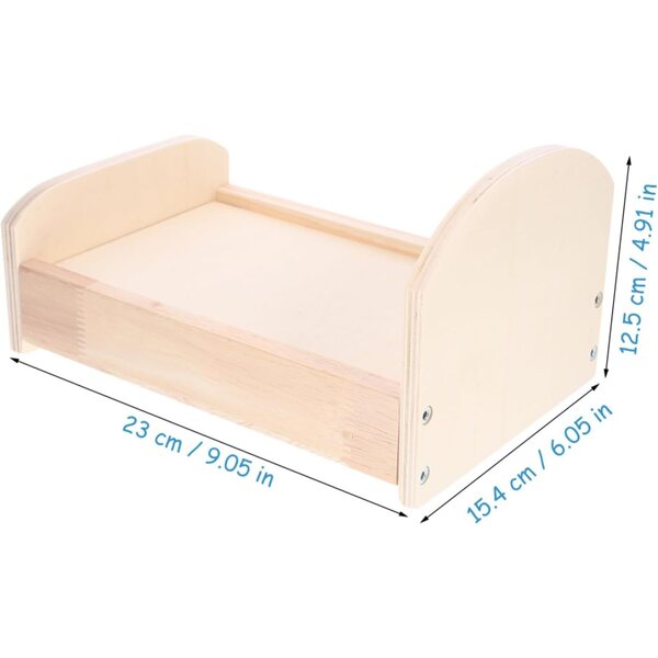 VICASKY Letto in Miniatura per Bambole in Legno 23x15x12,5 cm Decorazione Casa