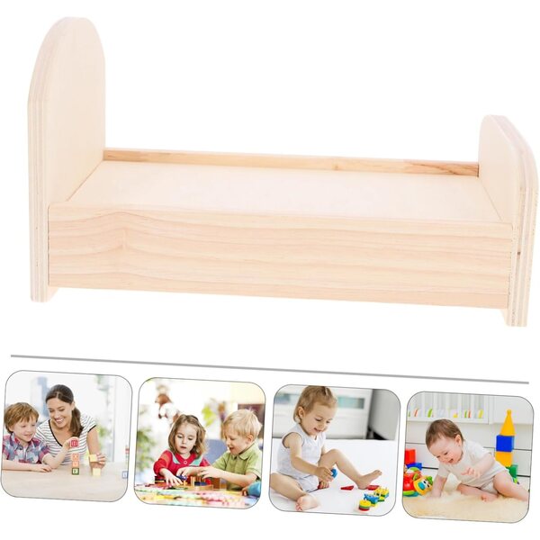 VICASKY Letto in Miniatura per Bambole in Legno 23x15x12,5 cm Decorazione Casa