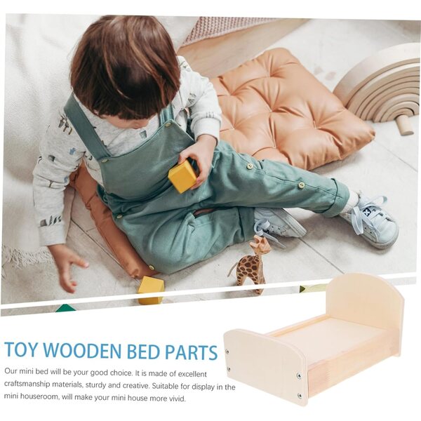 VICASKY Letto in Miniatura per Bambole in Legno 23x15x12,5 cm Decorazione Casa