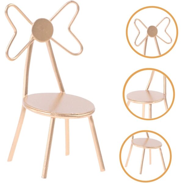 VICASKY Mini goldener Metallstuhl für Mikrolandschaft und Puppenhaus