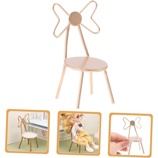 VICASKY Mini goldener Metallstuhl für Mikrolandschaft und Puppenhaus
