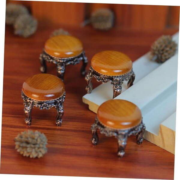 VICASKY Set 4 Tavolini e 16 Sgabelli in Miniatura Vintage in Legno per Casa delle Bambole