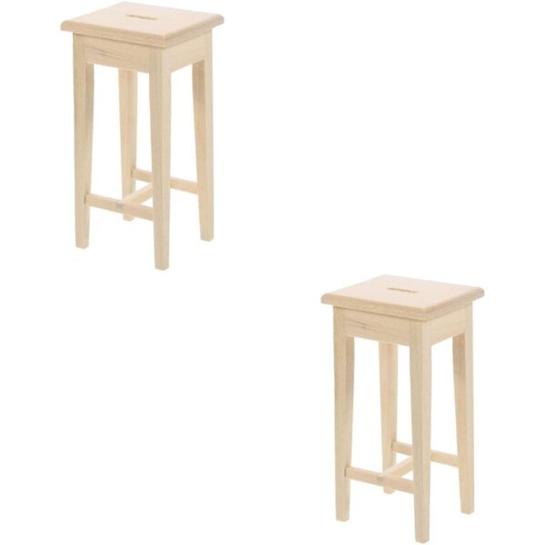 VICASKY 2 Stück Mini-Holzhocker für Puppenhaus-Dekoration, realistisch