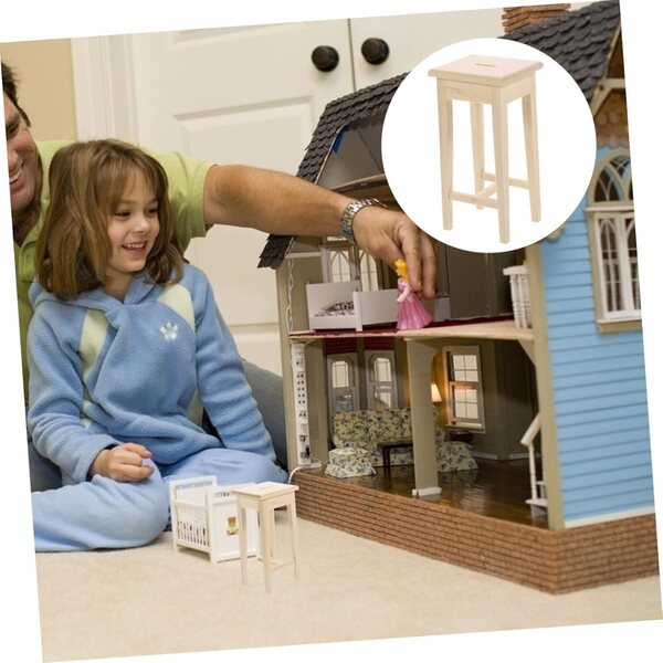 VICASKY 2pz Mini Sgabello in Legno per Casa delle Bambole Decorazione Realistica