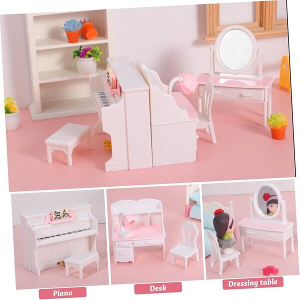 VICASKY Kit Casa delle Bambole Miniatura con Mobili in Legno e Accessori Decorativi