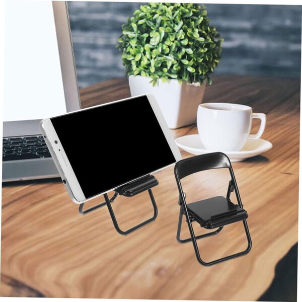 VICASKY 24 mini sedie pieghevoli nere in plastica, supporto decorativo e per smartphone