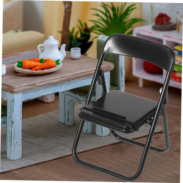 VICASKY 24 mini sedie pieghevoli nere in plastica, supporto decorativo e per smartphone
