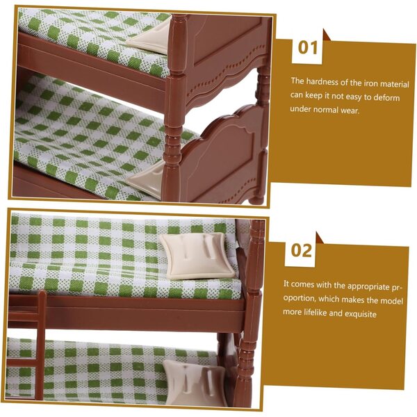 VICASKY Mini Letto a Castello in Plastica per Casa delle Bambole 10x9,6 cm