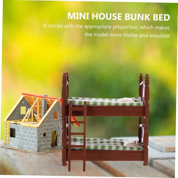 VICASKY Mini Letto a Castello in Plastica per Casa delle Bambole 10x9,6 cm