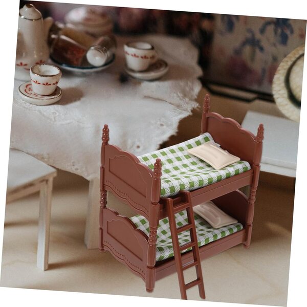 VICASKY Mini Letto a Castello in Plastica per Casa delle Bambole 10x9,6 cm
