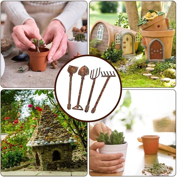 Metall-Gartenkelle für Puppenhaus – 4-teiliges Set im Maßstab 1:12