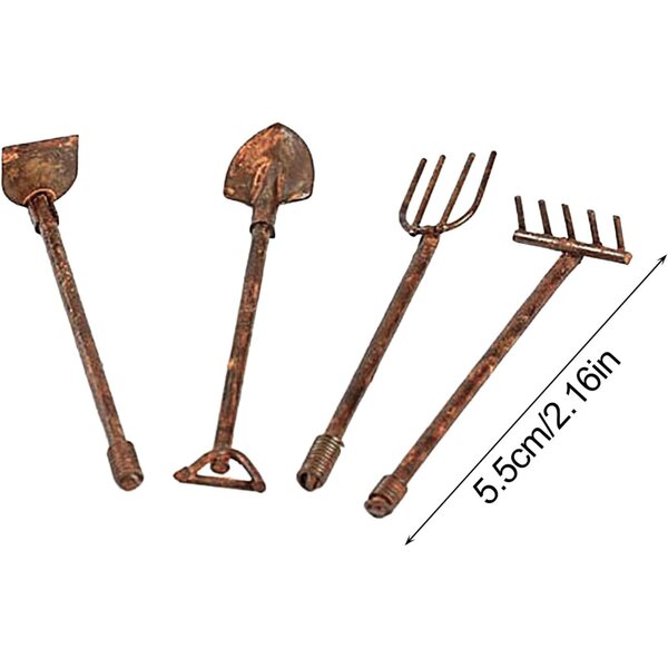 Metall-Gartenkelle für Puppenhaus – 4-teiliges Set im Maßstab 1:12