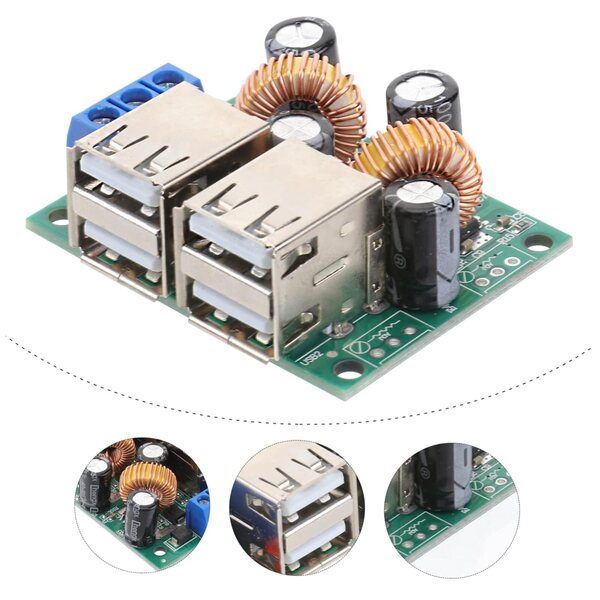 jojofuny Modulo Alimentazione DC Regolabile 2 Pz 9-20V con 4 Porte USB 5V 6A
