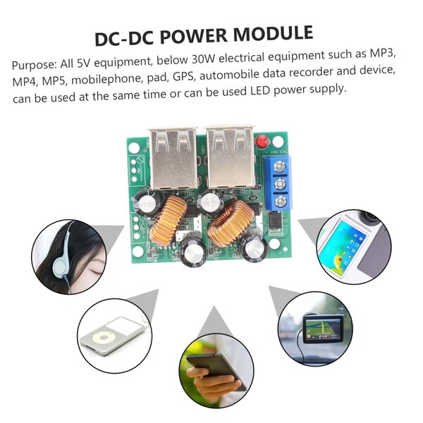 jojofuny Modulo Alimentazione DC Regolabile 2 Pz 9-20V con 4 Porte USB 5V 6A