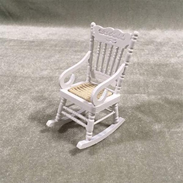 Set 2 Sedie a Dondolo in Legno 1:12 Miniatura Bianca per Decorazioni e Giocattoli